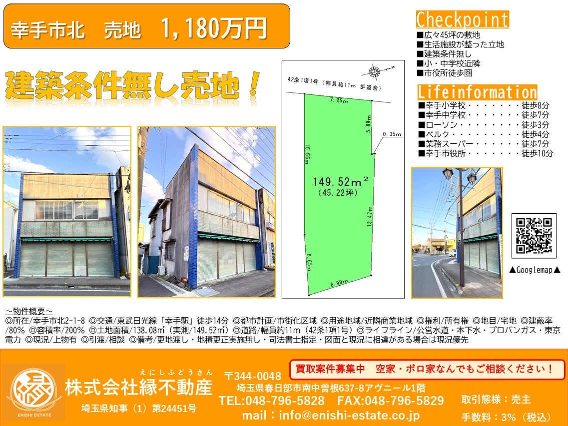 幸手市北 売地販売開始しました!